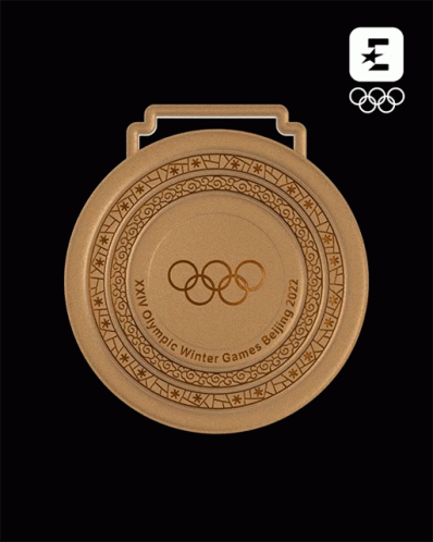 A Medal That Says Beijing 2022 Alpine Skiing Women 'S Downhill On It GIF