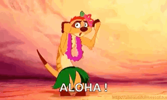 A Meerkat Is Wearing A Lei And A Hula Skirt And Dancing . GIF