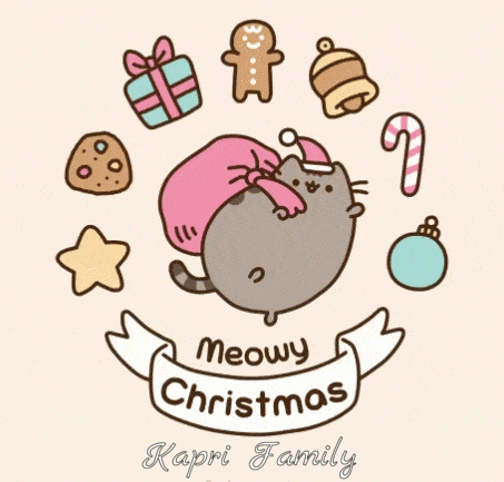 A Meowy Christmas Kapri Family Greeting Card With A Cat In A Santa Hat GIF