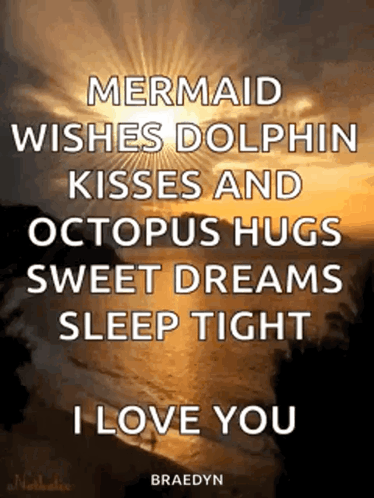 A Mermaid Wishes Dolphin Kisses And Octopus Hugs Sweet Dreams Sleep Tight I Love You Braedyn GIF