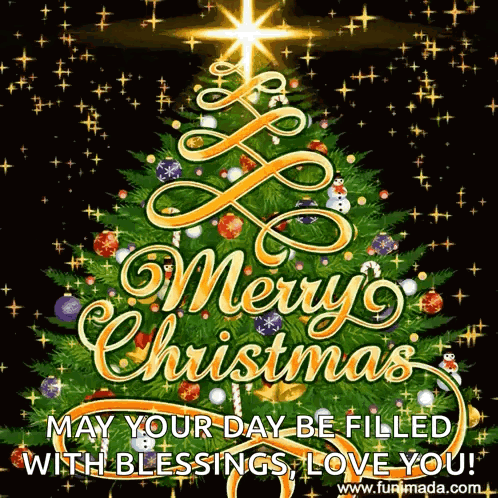 A Merry Christmas Card With A Christmas Tree GIF