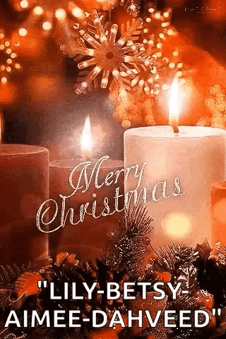 A Merry Christmas Greeting Card With Two Lit Candles And A Snowflake . GIF