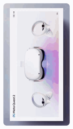 A Meta Quest 2 Advertisement Shows A White Virtual Reality Headset GIF