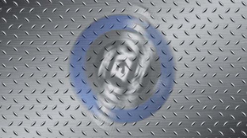 A Metal Surface With A Blue Circle In The Middle Of It GIF