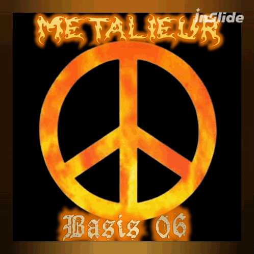 A Metalieur Poster With A Peace Sign GIF