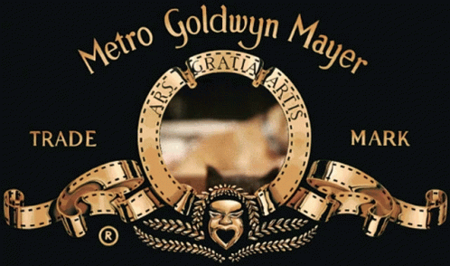 A Metro Goldwyn Mayer Logo With A Cat In The Center GIF