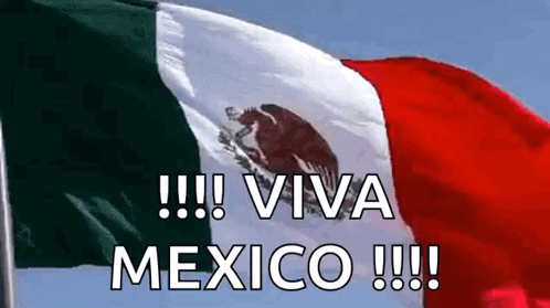 A Mexican Flag Is Flying In The Wind With The Words Viva Mexico Written Below It GIF