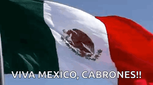 A Mexican Flag With The Words Viva Mexico Cabrones Written On It GIF