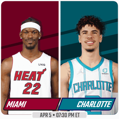 A Miami Heat Player And A Charlotte Player Are On A Poster GIF