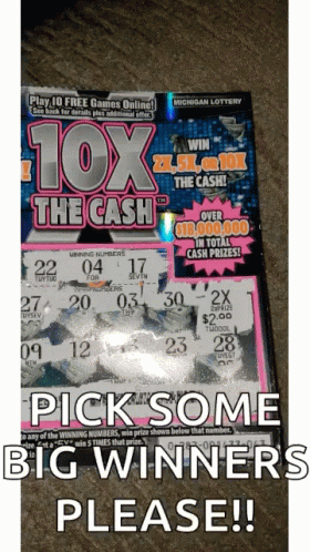 A Michigan Lottery Ticket That Says Pick Some Big Winners Please On It GIF