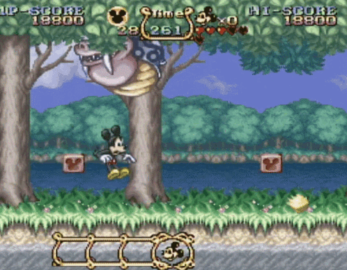 A Mickey Mouse Video Game Has A Score Of 18800 And A Time Of 261 GIF