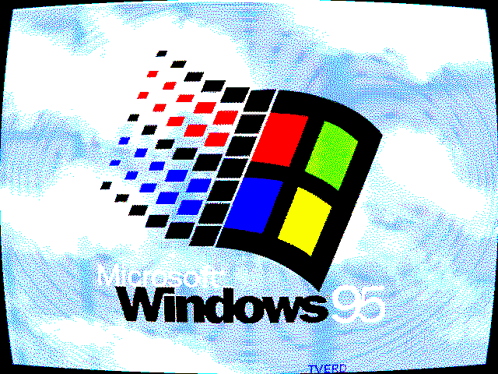 A Microsoft Windows 95 Logo On A Tv Screen GIF