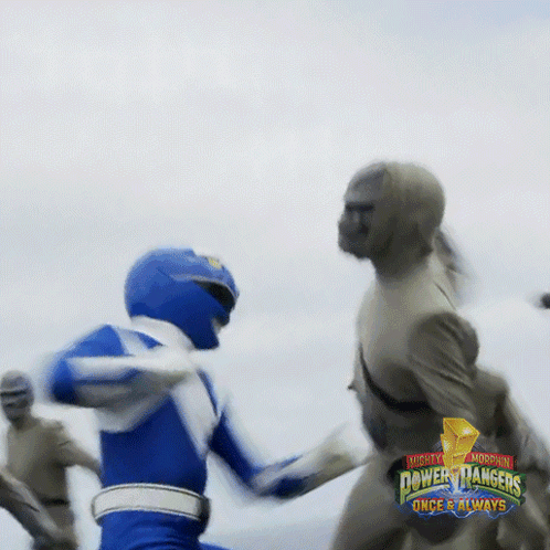 A Mighty Morphin Power Rangers Once & Always Poster With A Blue Ranger GIF