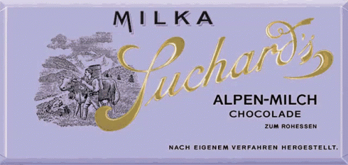 A Milka Chocolate Bar With A Cow On The Front GIF