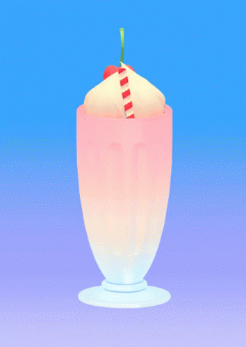 A Milkshake With Whipped Cream And A Cherry On Top Of It GIF