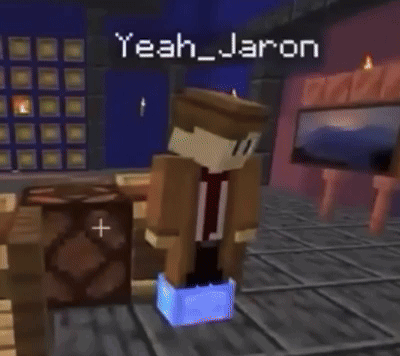 A Minecraft Character Is Standing In A Room With The Name Yeah_jaron Above Him GIF