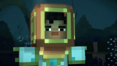 A Minecraft Character Is Wearing A Diving Helmet And Looking At The Camera GIF