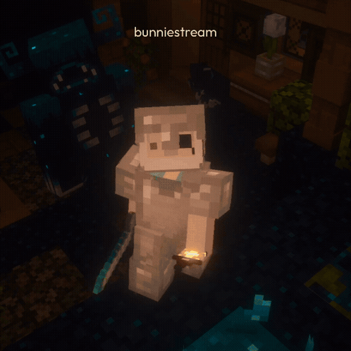 A Minecraft Character Named Bunniestream Is Standing In The Grass GIF