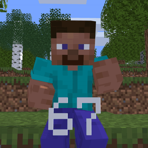 A Minecraft Character With A Number 67 On His Pants GIF