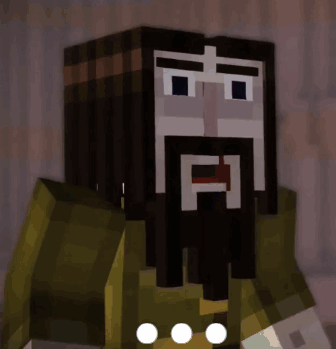 A Minecraft Character With Long Hair And A Beard Has The Letter F On His Face GIF