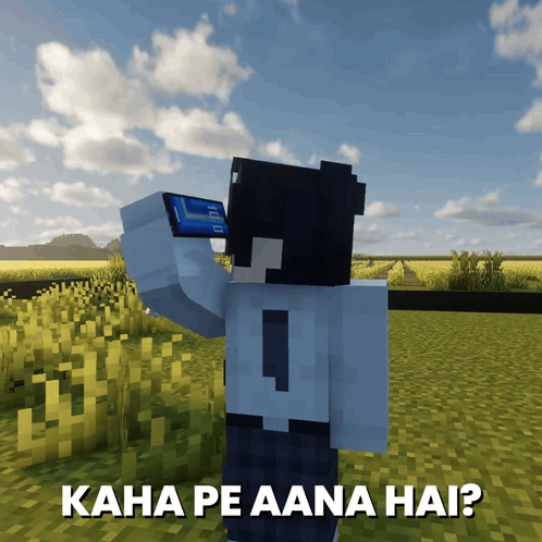 A Minecraft Character With The Number 1 On His Shirt Is Standing In A Field GIF