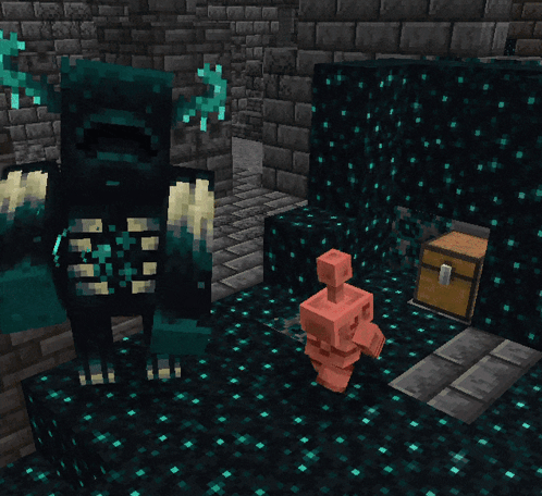 A Minecraft Screenshot Of A Monster And A Pig GIF