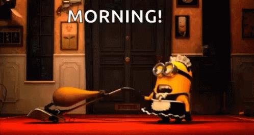 A Minion In A Maid Costume Is Cleaning A Room With A Broom . GIF