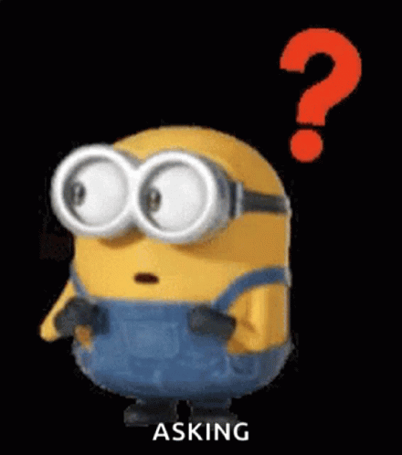 A Minion Is Asking A Question With A Question Mark Behind Him . GIF