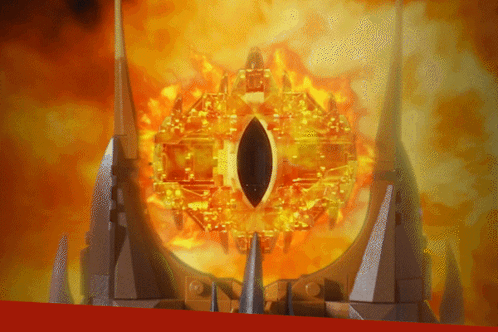 A Model Of A Castle With A Burning Eye In The Middle GIF