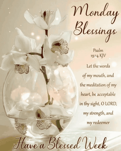 A Monday Blessings Card With A Bible Verse GIF