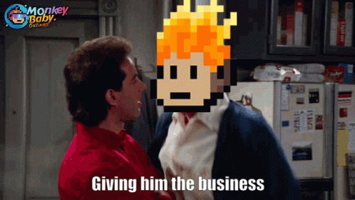 A Monkey Baby Ad Shows A Man Giving Another Man A Business GIF