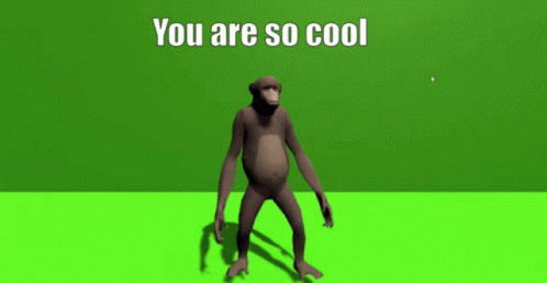 A Monkey Is Dancing On A Green Screen With The Words You Are So Cool GIF