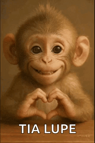 A Monkey Is Making A Heart Shape With Its Hands And Smiling . GIF
