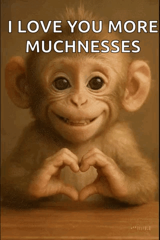 A Monkey Is Smiling And Making A Heart With Its Hands . GIF