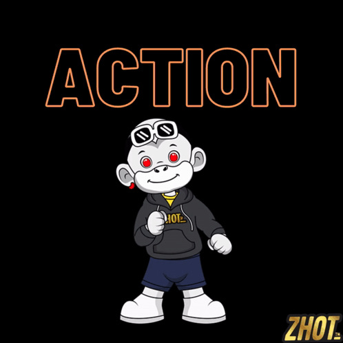 A Monkey Wearing A Hoodie That Says Action GIF