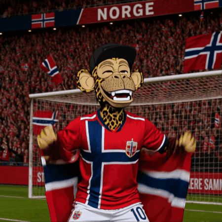 A Monkey Wearing A Norwegian Jersey With The Number 10 On His Shorts GIF