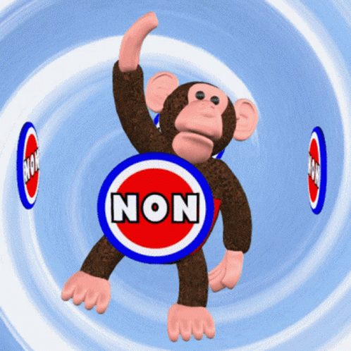 A Monkey With A Non Sign On It GIF