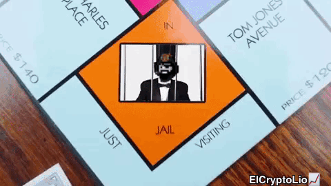 a monopoly board with a picture of a man in jail on it
