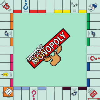 A Moose Holding A Sign That Says Moose Monopoly On It GIF
