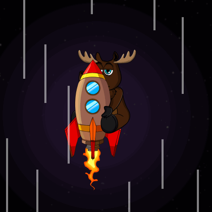 A Moose Is Sitting On A Rocket With A Red Tail GIF