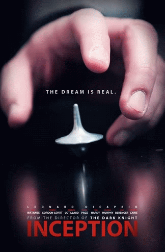 A Movie Poster For Inception Shows A Hand Holding A Top GIF