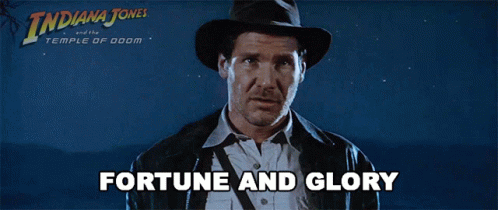 A Movie Poster For Indiana Jones And The Temple Of Doom Shows A Man In A Hat GIF