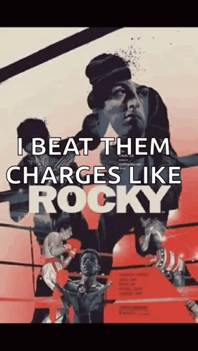 A Movie Poster For Rocky With A Quote That Says " I Beat Them Charges Like Rocky " GIF