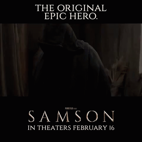 a movie poster for samson shows a man with long hair