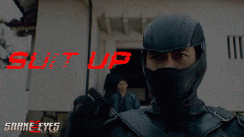 A Movie Poster For Snake Eyes Shows A Man In A Mask GIF