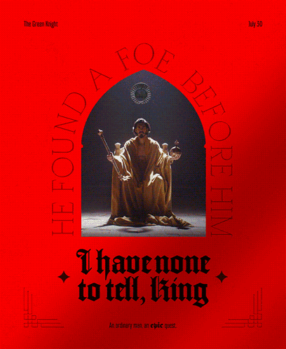 A Movie Poster For The Green Knight Shows A Man On A Throne GIF