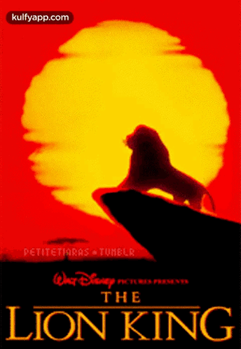 A Movie Poster For The Lion King Shows A Lion Standing On A Rock GIF