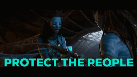 A Movie Scene With The Words Protect The People On It GIF
