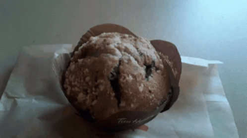 a muffin with a tim hortons logo on it