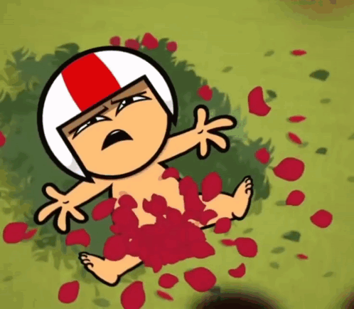 A Naked Cartoon Character With A Red And White Helmet On GIF